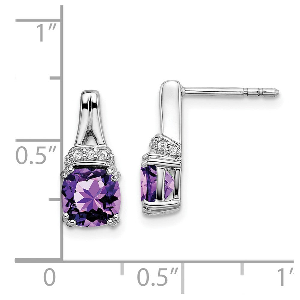 10k White Gold Amethyst and Diamond Earrings