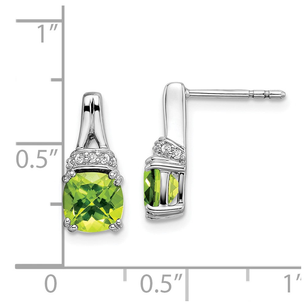 14k White Gold Peridot and Diamond Earrings