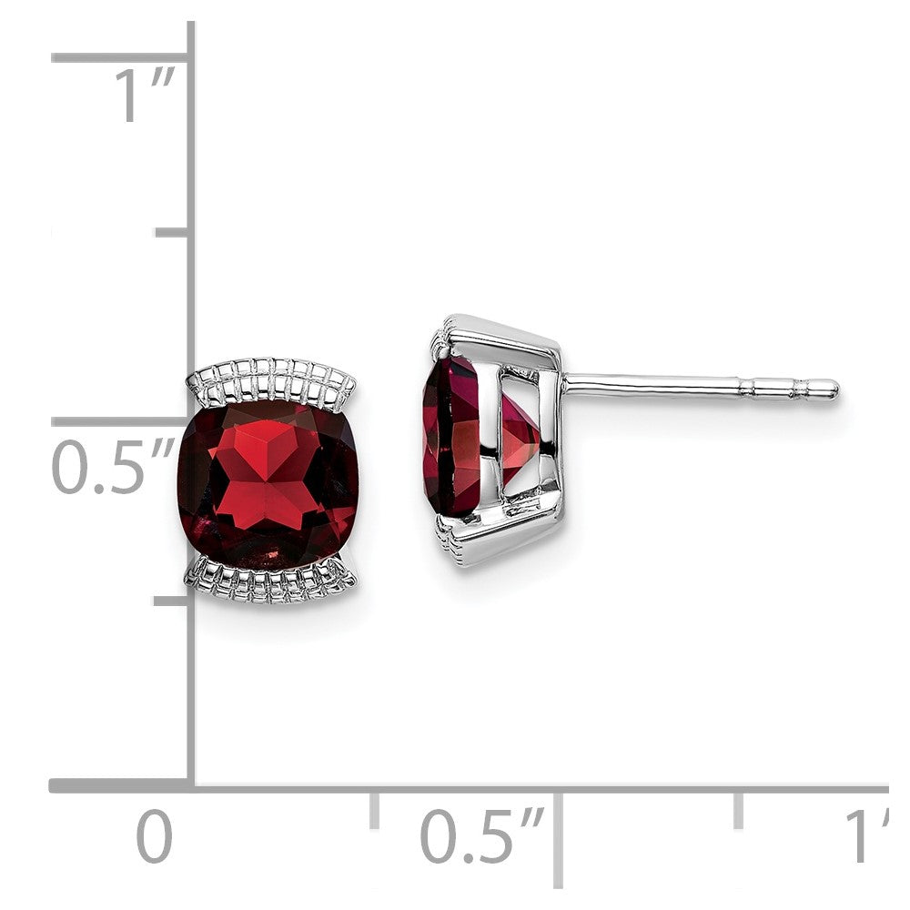 14k White Gold Garnet Post Earrings