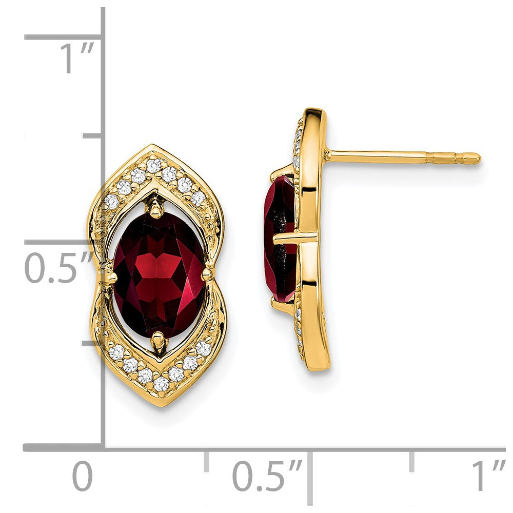 14k Garnet and Diamond Post Earrings