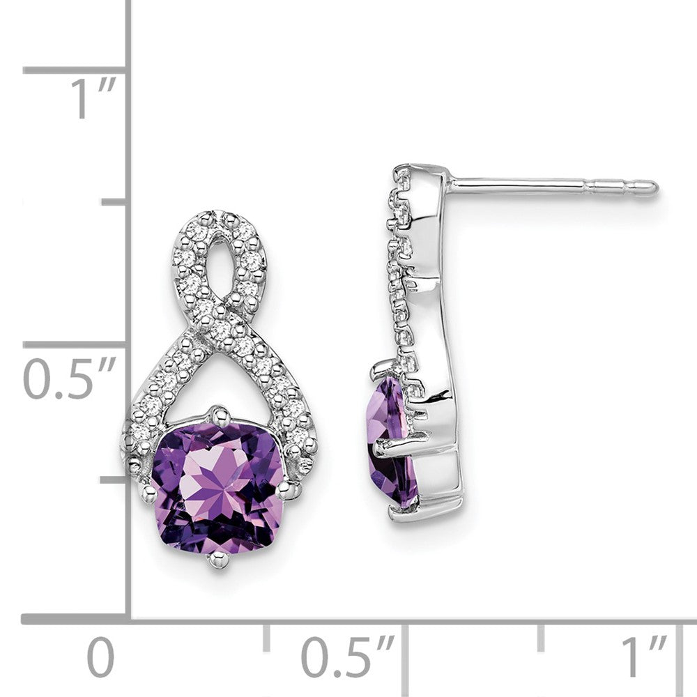 14k White Gold Amethyst and Diamond Earrings