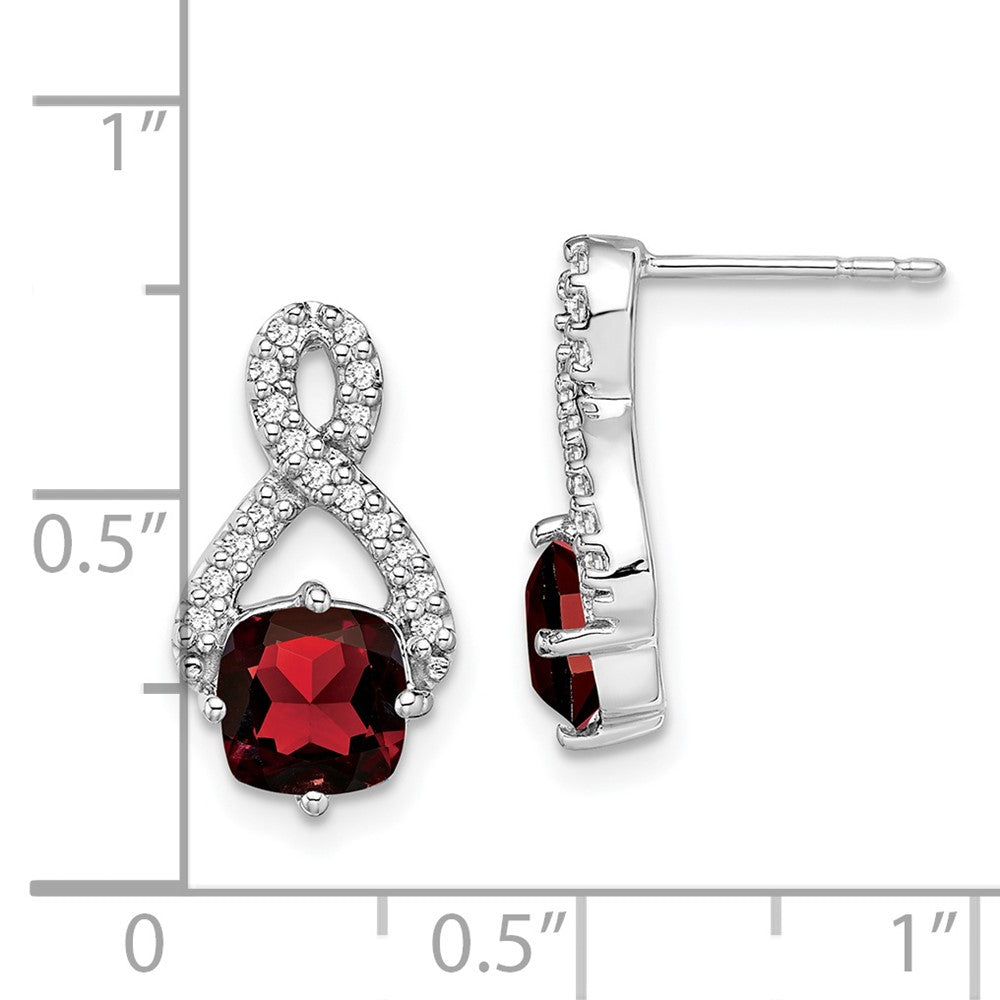 14k White Gold Garnet and Diamond Earrings