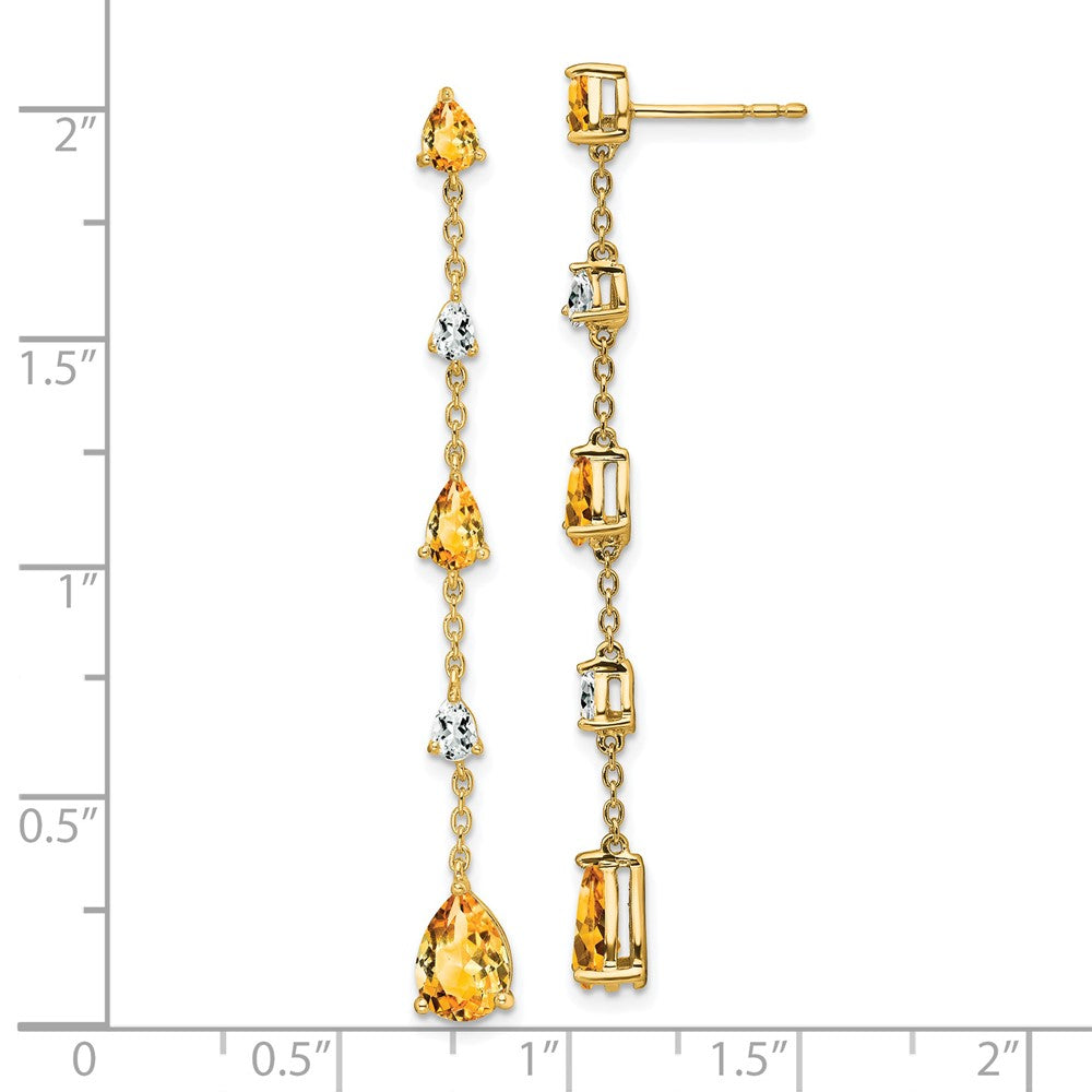14k Citrine and White Topaz Dangle Earrings