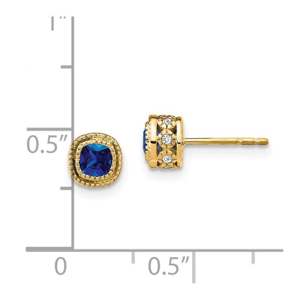 14k Cushion Sapphire and Diamond Earrings