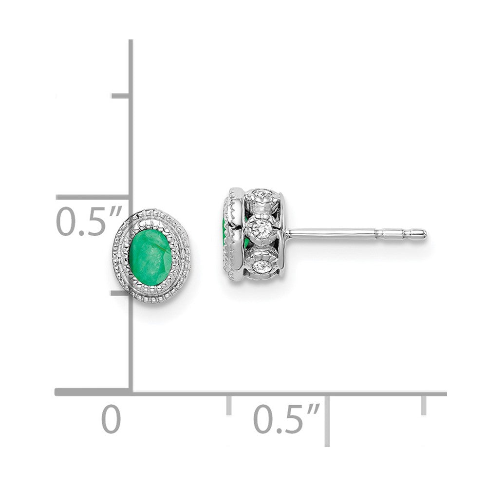 14k White Gold Emerald and Diamond Earrings
