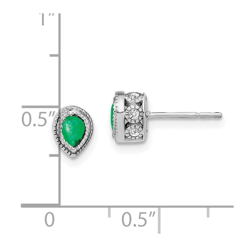 14k White Gold Emerald and Diamond Earrings