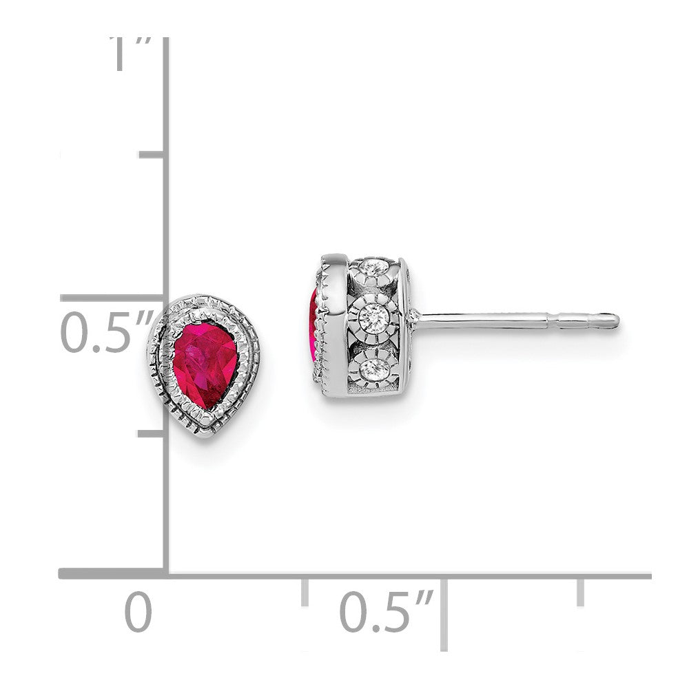 14k White Gold Ruby and Diamond Earrings