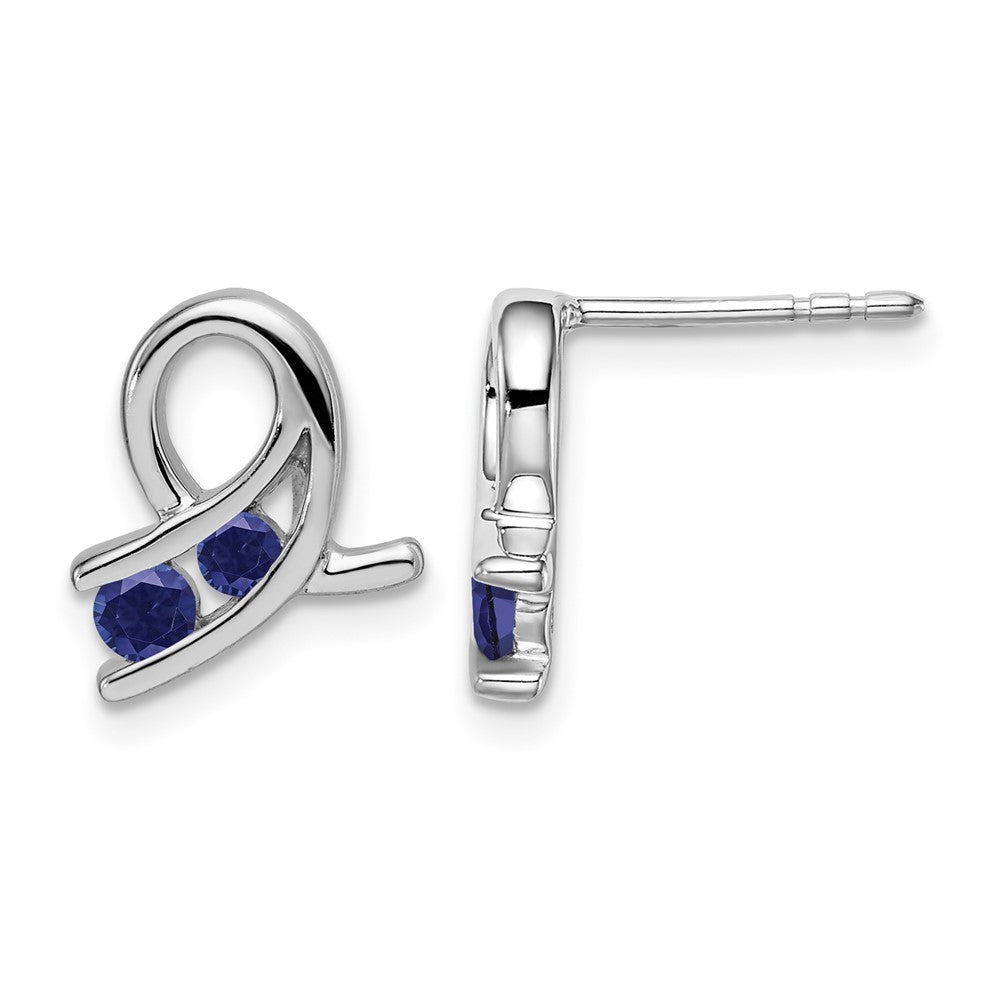 14k White Gold Created Sapphire Earrings