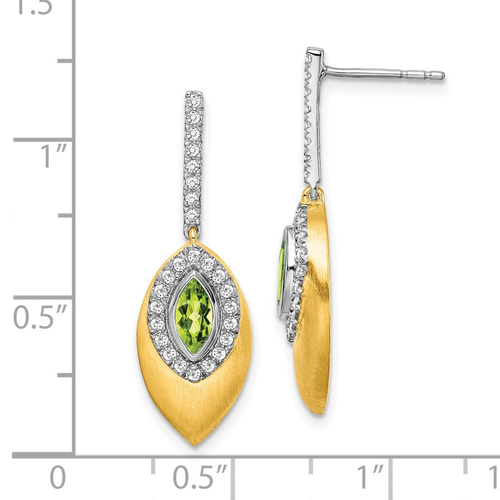 14k Two-tone Peridot and Diamond Dangle Earrings