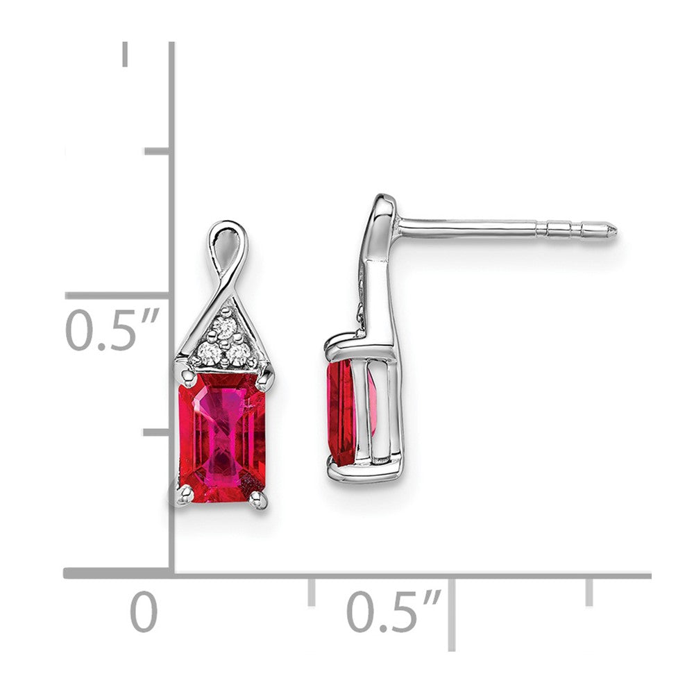 14k White Gold Ruby and Diamond Earrings