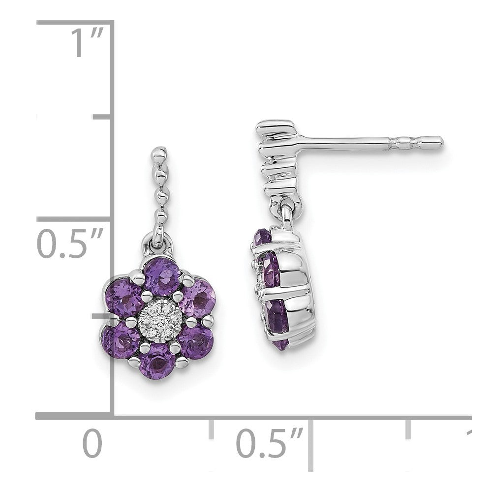 14k White Gold Amethyst and Diamond Earrings