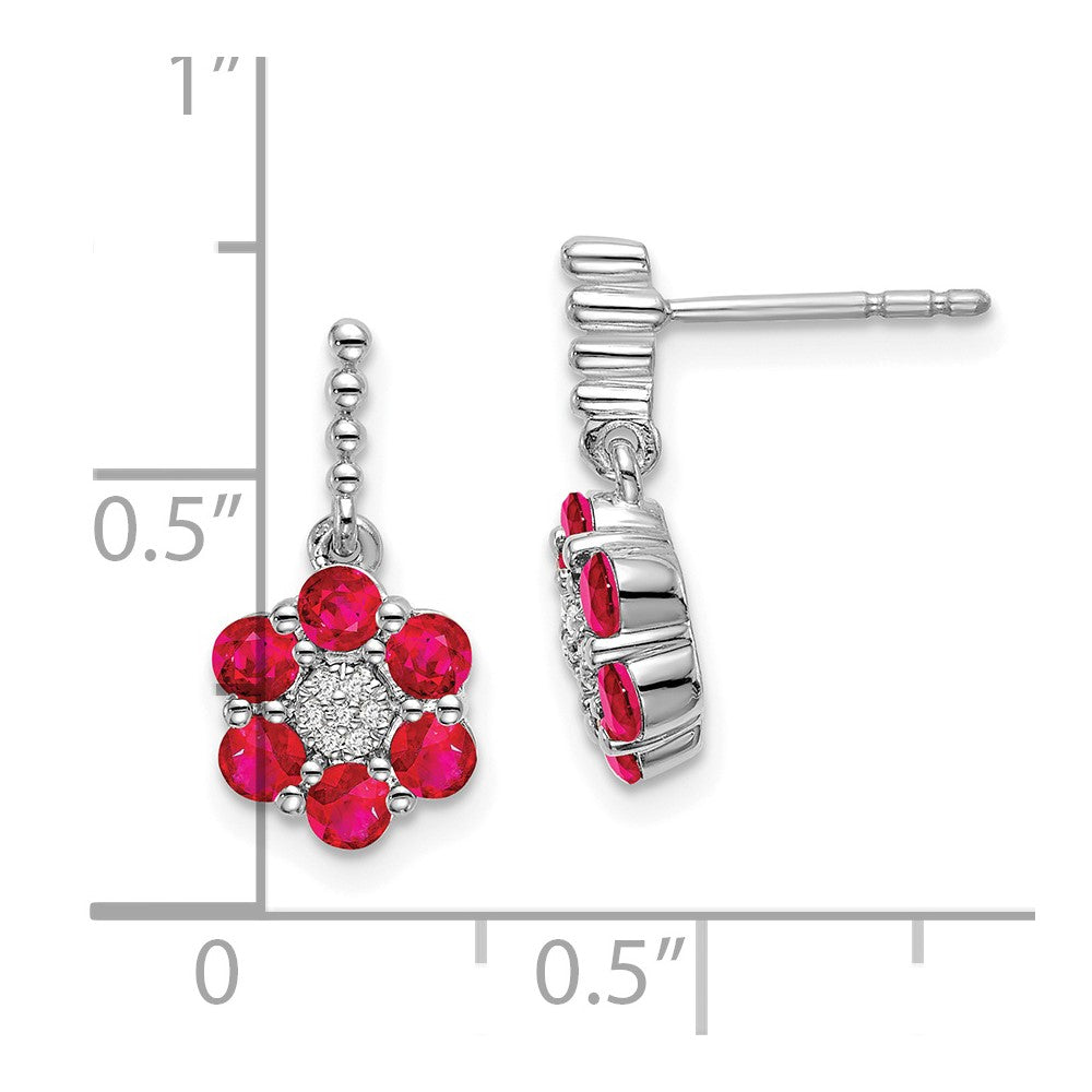14k White Gold Ruby and Diamond Earrings