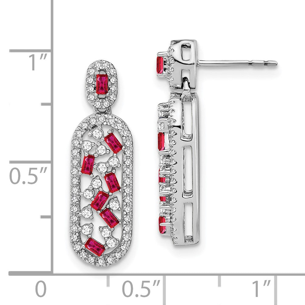 14k White Gold Ruby and Diamond Earrings