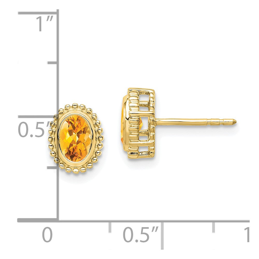 10k Oval Citrine Post Earrings