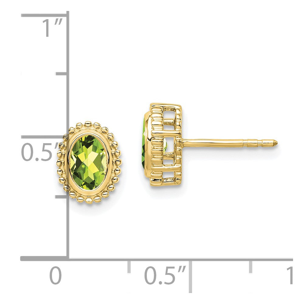 10k Oval Peridot Post Earrings
