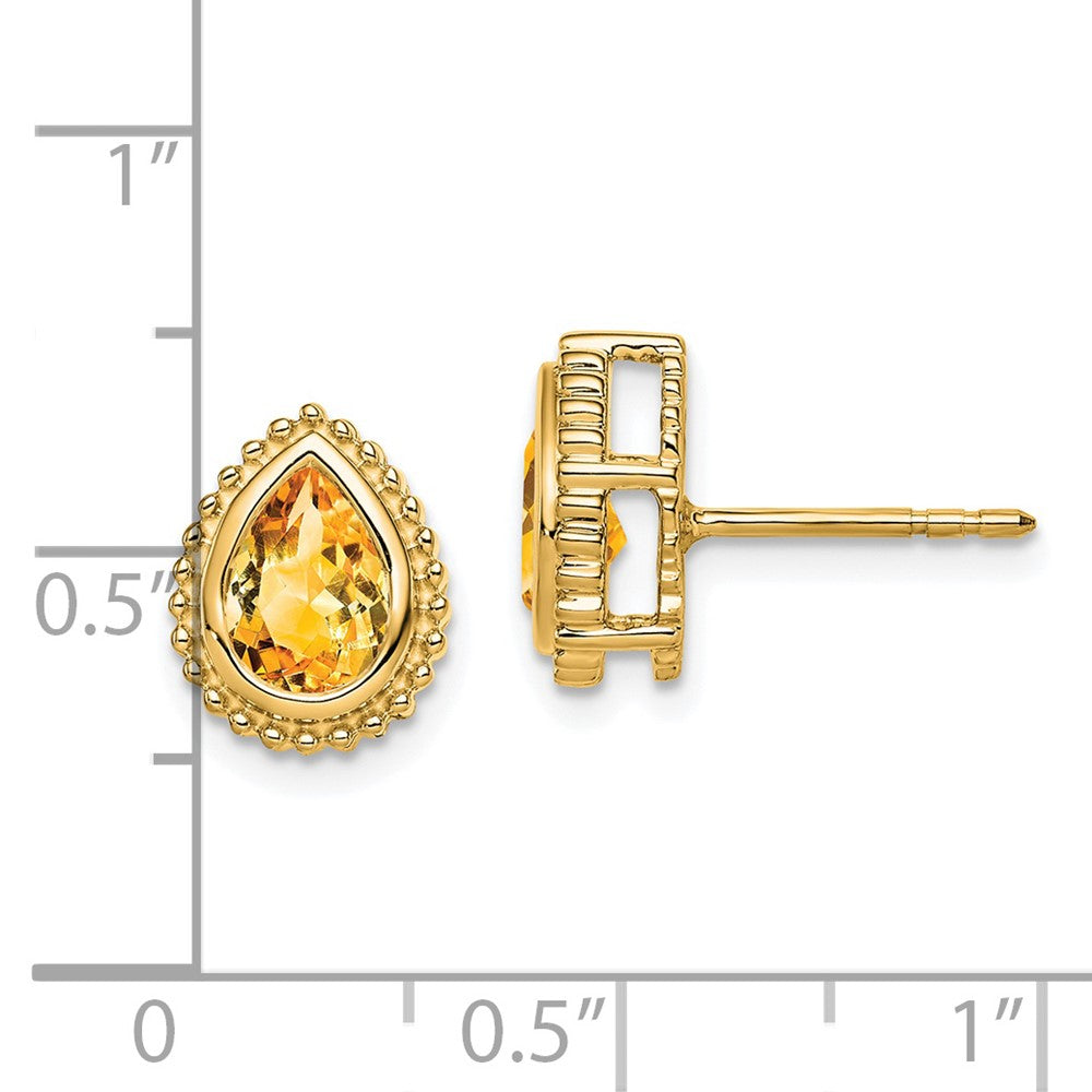 14k Pear Citrine Post Earrings