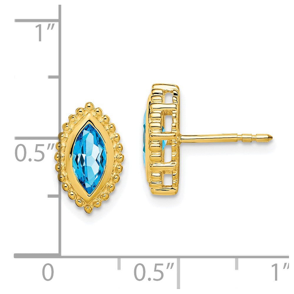 14k Marquise Blue Topaz Post Earrings