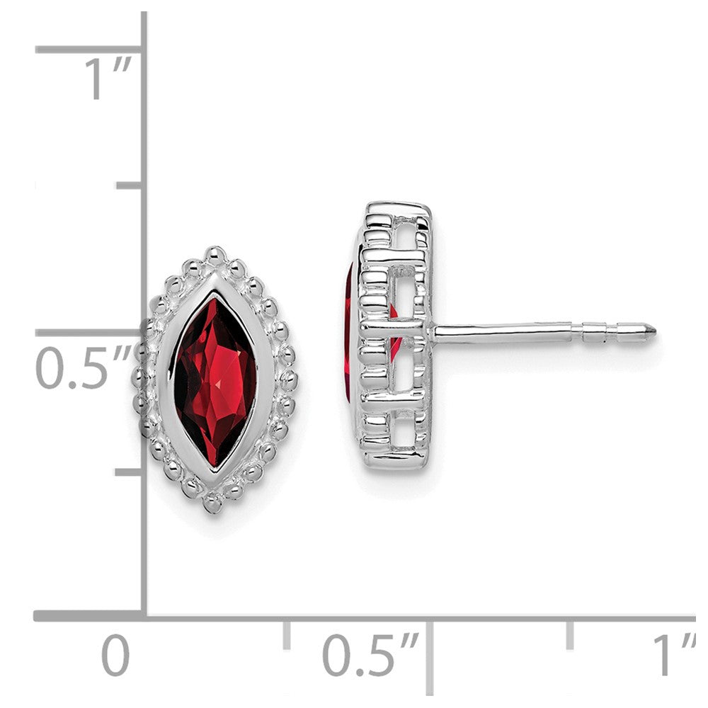 14k White Gold Marquise Garnet Post Earrings