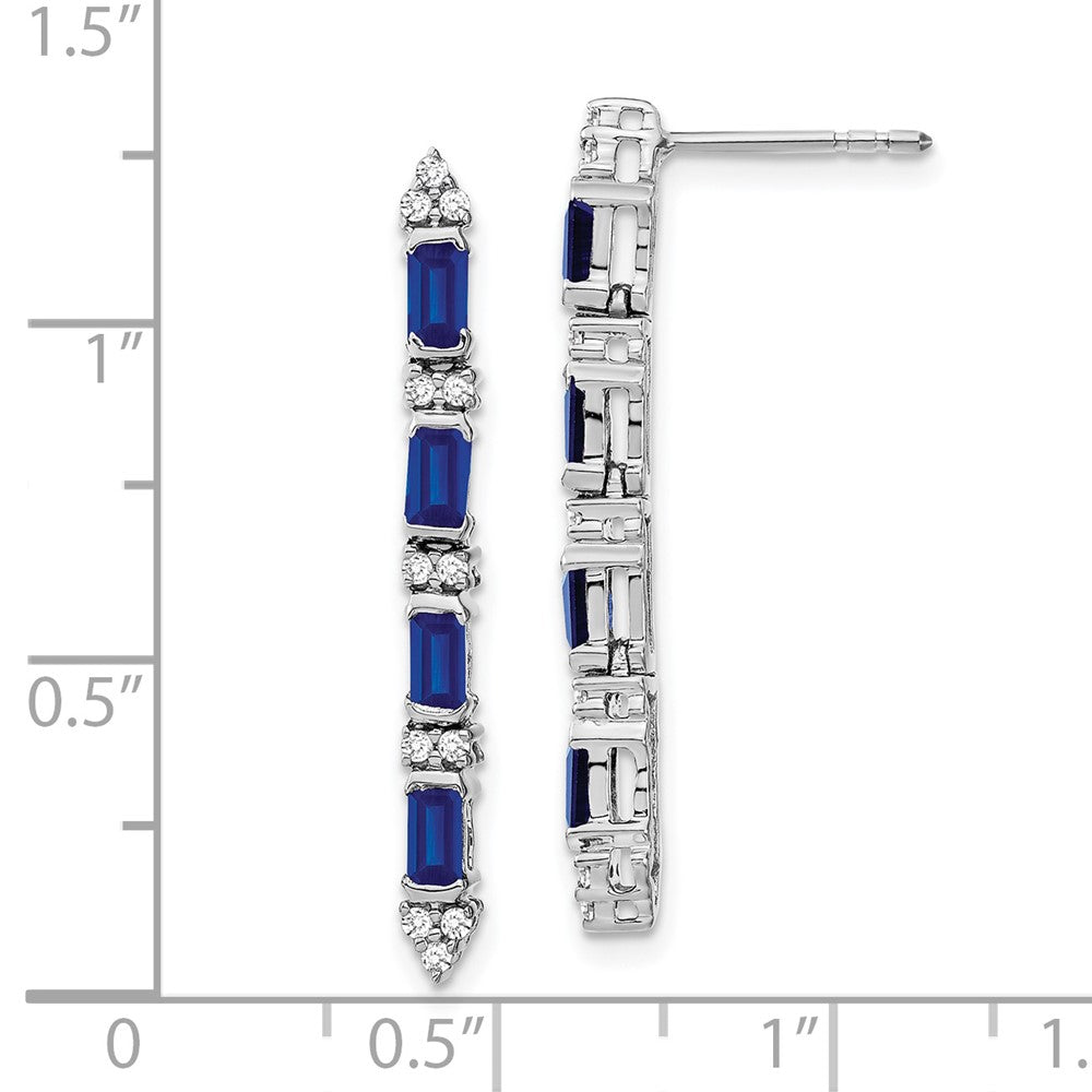14k White Gold Sapphire and Diamond 4-stone Dangle Earrings
