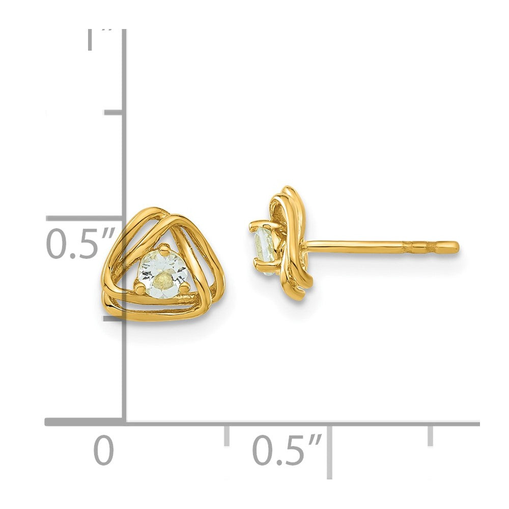 14k Aquamarine Post Earrings