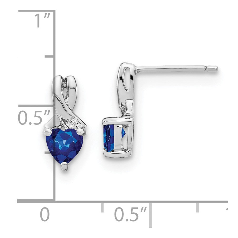 Sterling Silver Rhodium-plated Created Sapphire and Diamond Earrings