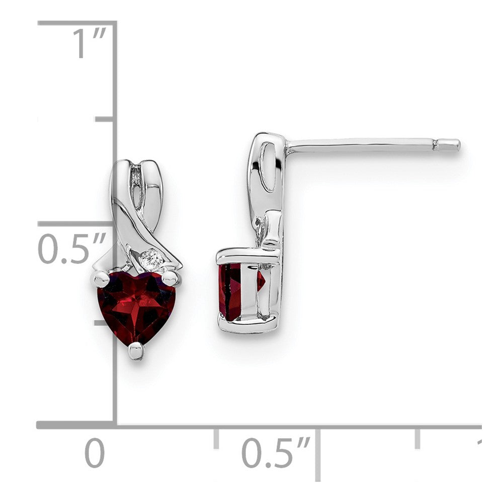 Sterling Silver Rhodium-plated Garnet and Diamond Earrings