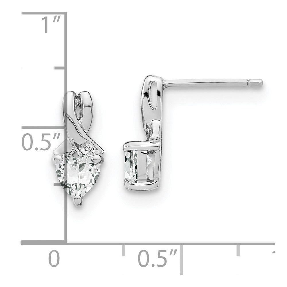 Sterling Silver Rhodium-plated White Topaz and Diamond Earrings