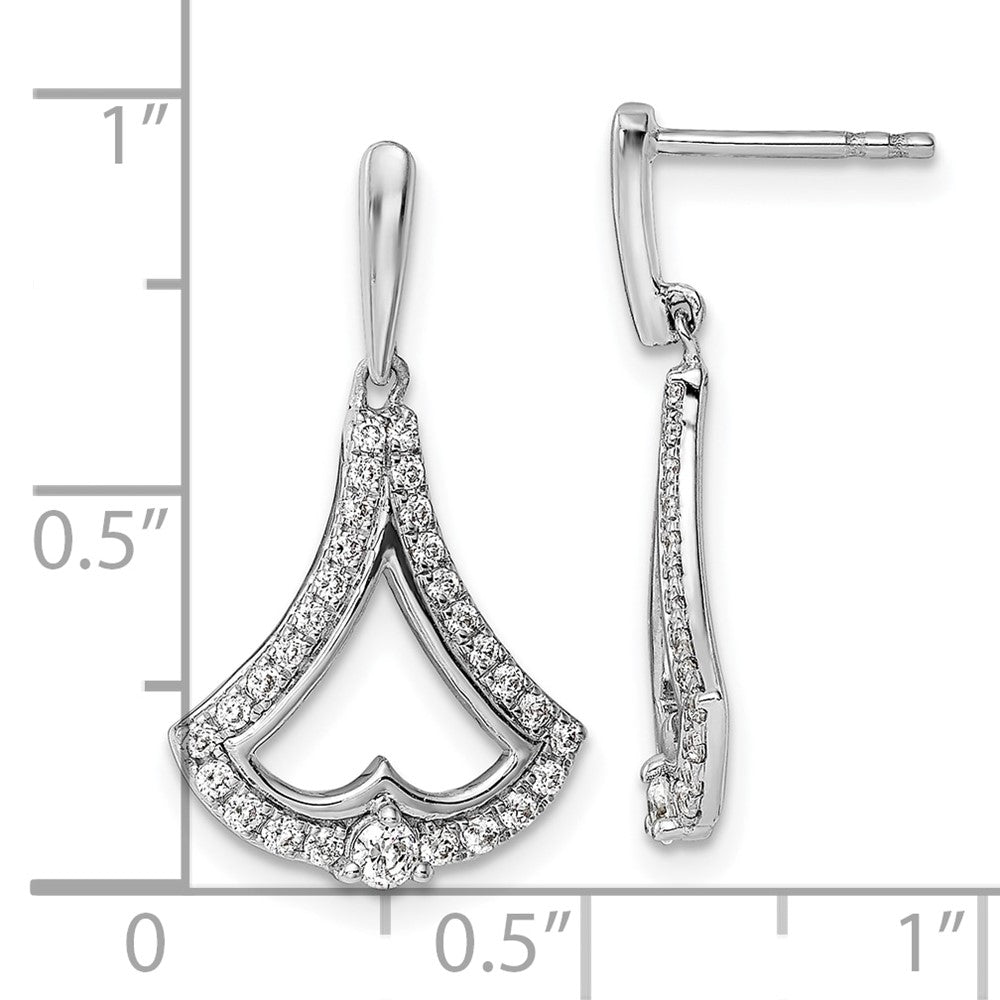 14k White Gold Diamond Post Dangle Earrings