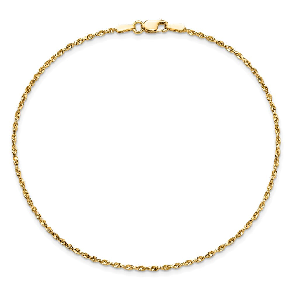 14K 6 inch 1.5mm Ultra Diamond-cut Rope with Lobster Clasp Chain