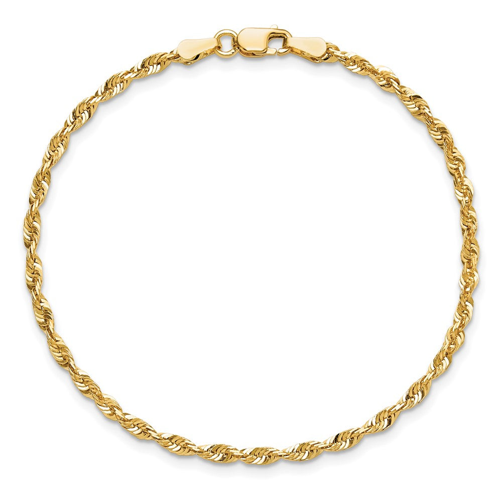 14K 9 inch 2.5mm Ultra Diamond-cut Rope with Lobster Clasp Anklet