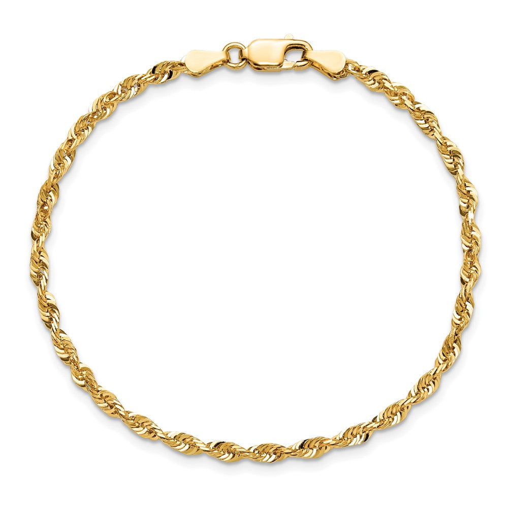 14K 8 inch 2.75mm Ultra Diamond-cut Rope with Lobster Clasp Chain