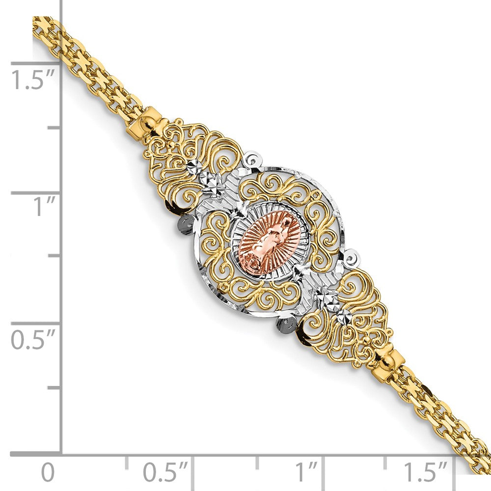 14k Two-Tone w/Rhodium Our of Guadalupe Bracelet