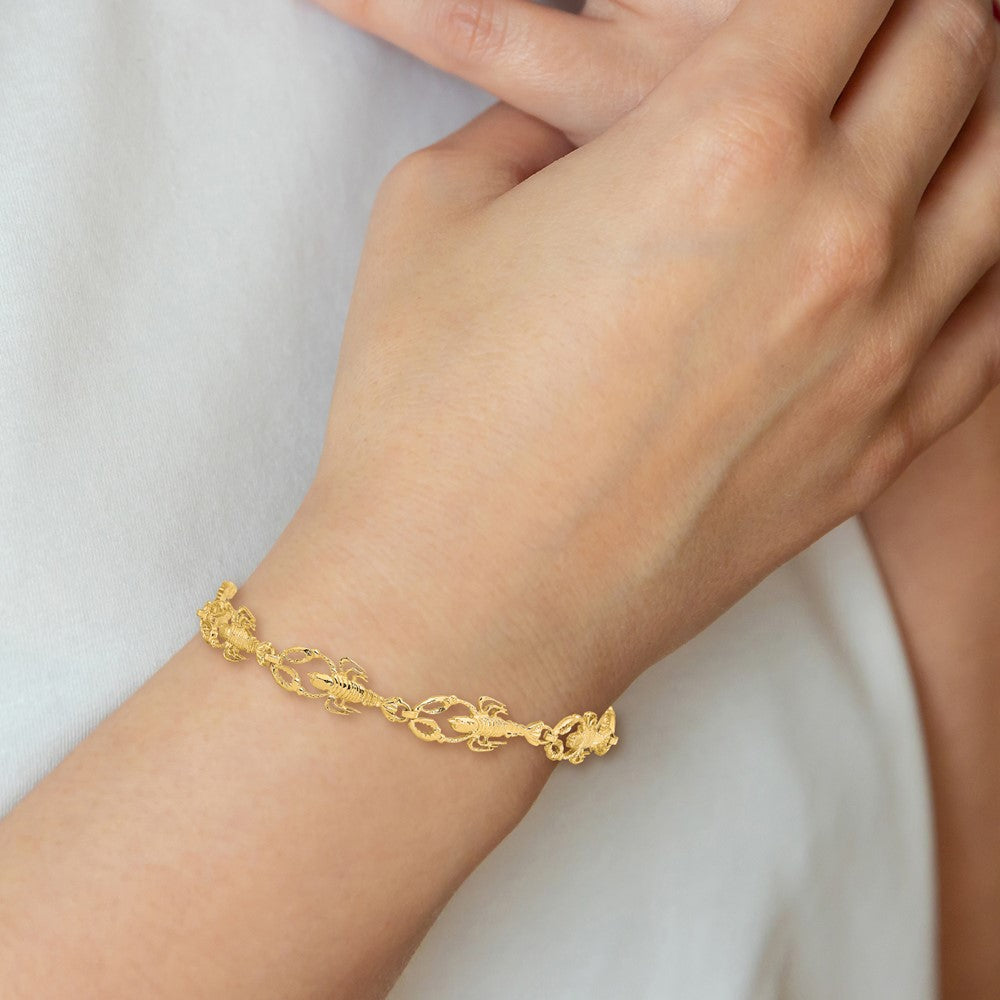 14k Textured Lobster 7.5in Bracelet