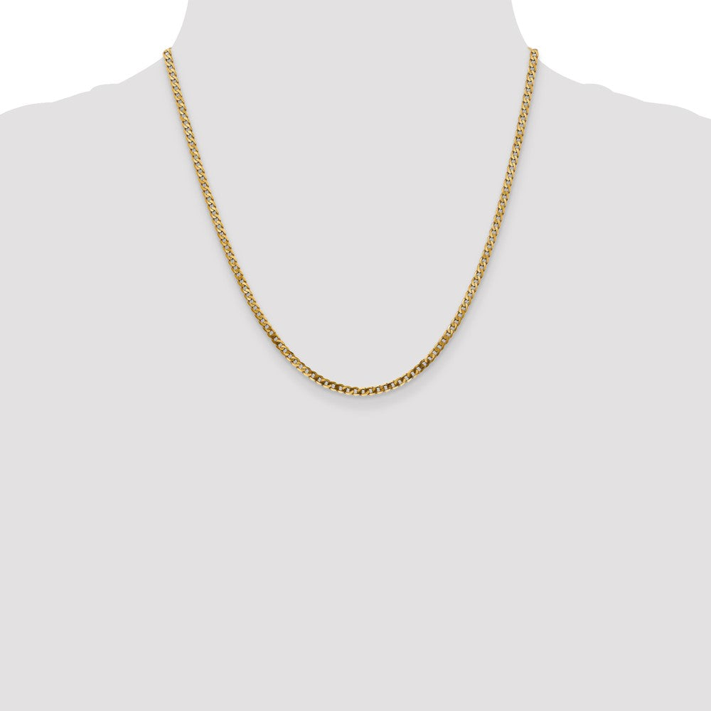 14K 20 inch 2.9mm Flat Beveled Curb with Lobster Clasp Chain