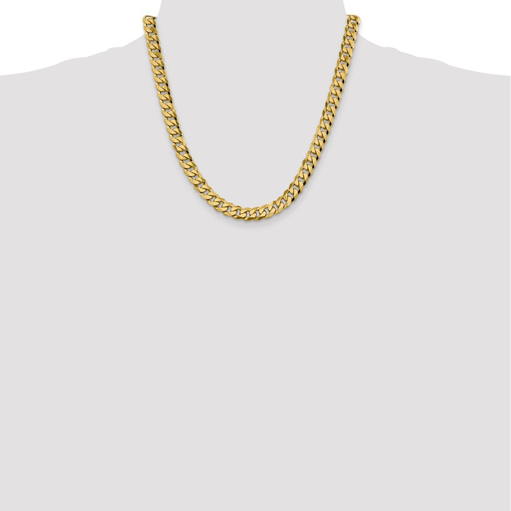 14K 20 inch 8.5mm Flat Beveled Curb with Lobster Clasp Chain