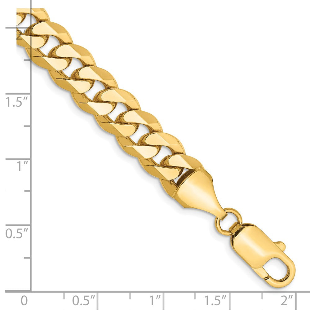 14K 8.5 inch 8.5mm Flat Beveled Curb with Lobster Clasp Bracelet