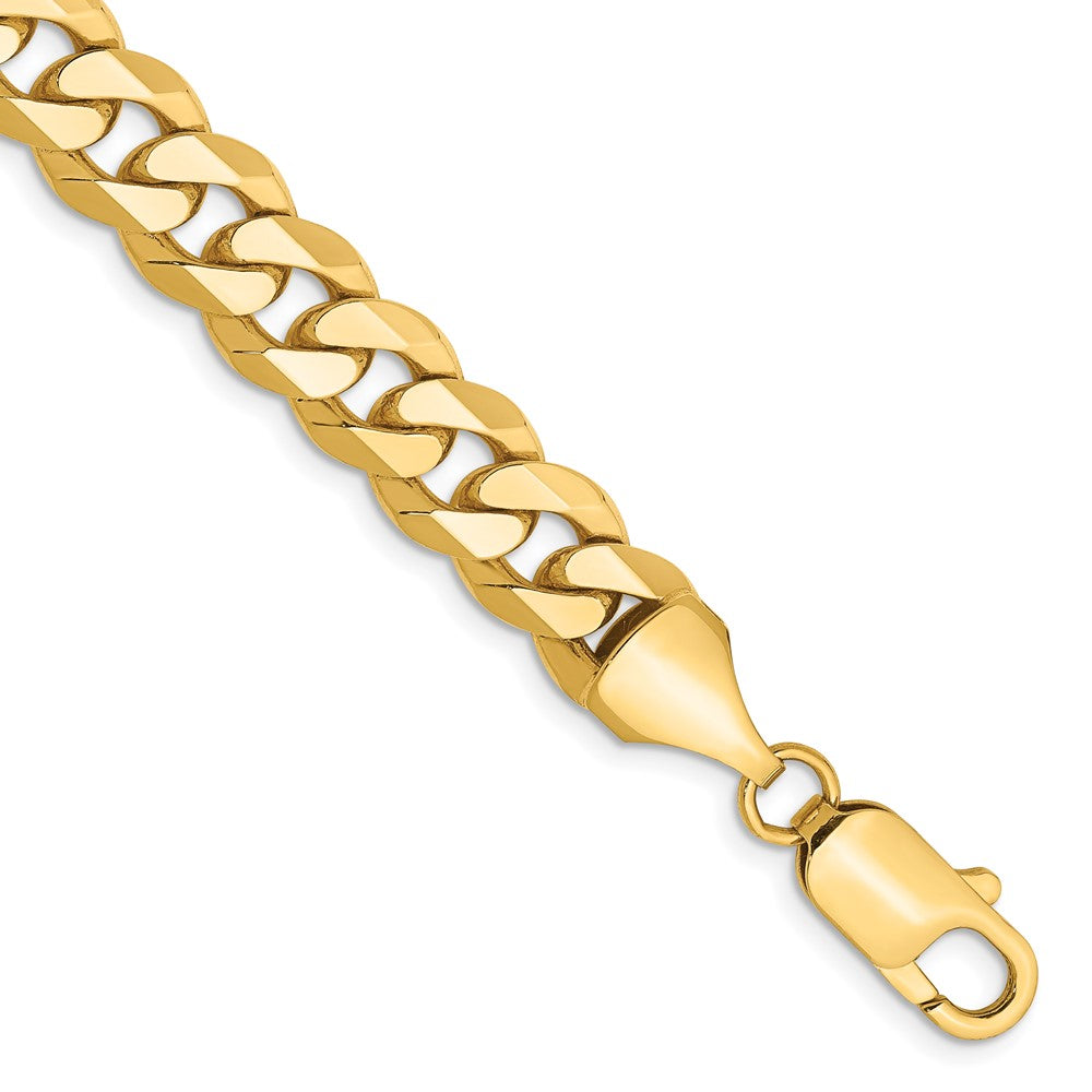 14K 8.5 inch 8.5mm Flat Beveled Curb with Lobster Clasp Bracelet
