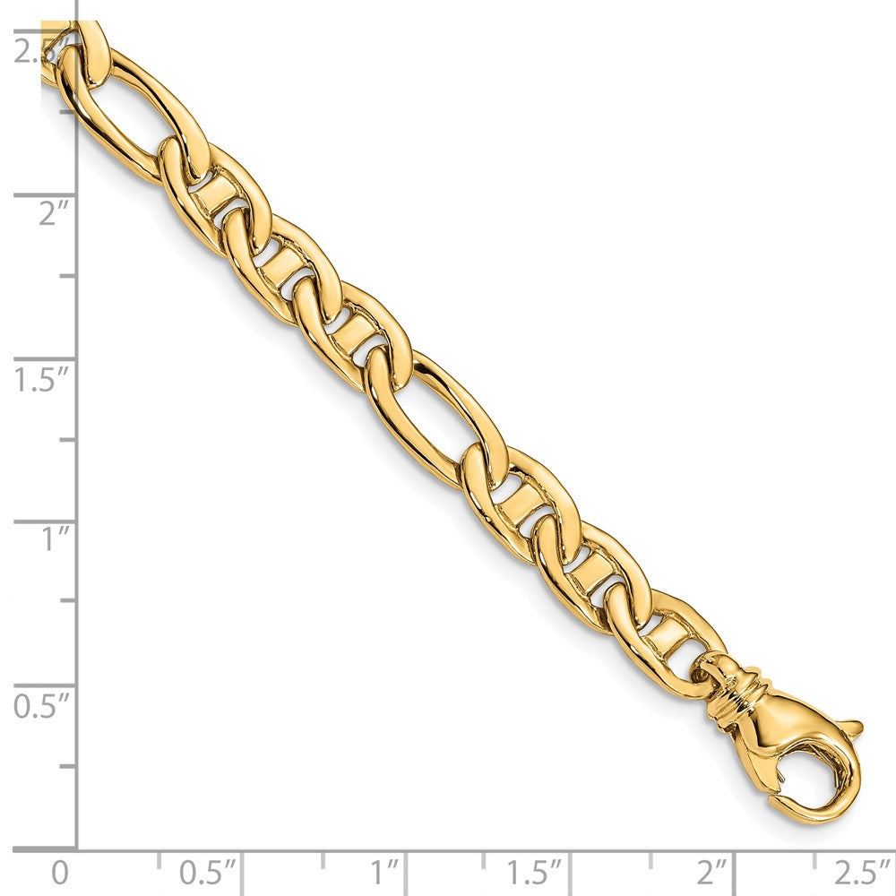 14K 22 inch 6.5mm Solid Hand Polished Fancy Flat Anchor Link with Fancy Lobster Clasp Chain