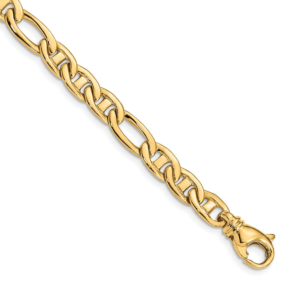 14K 22 inch 6.5mm Solid Hand Polished Fancy Flat Anchor Link with Fancy Lobster Clasp Chain