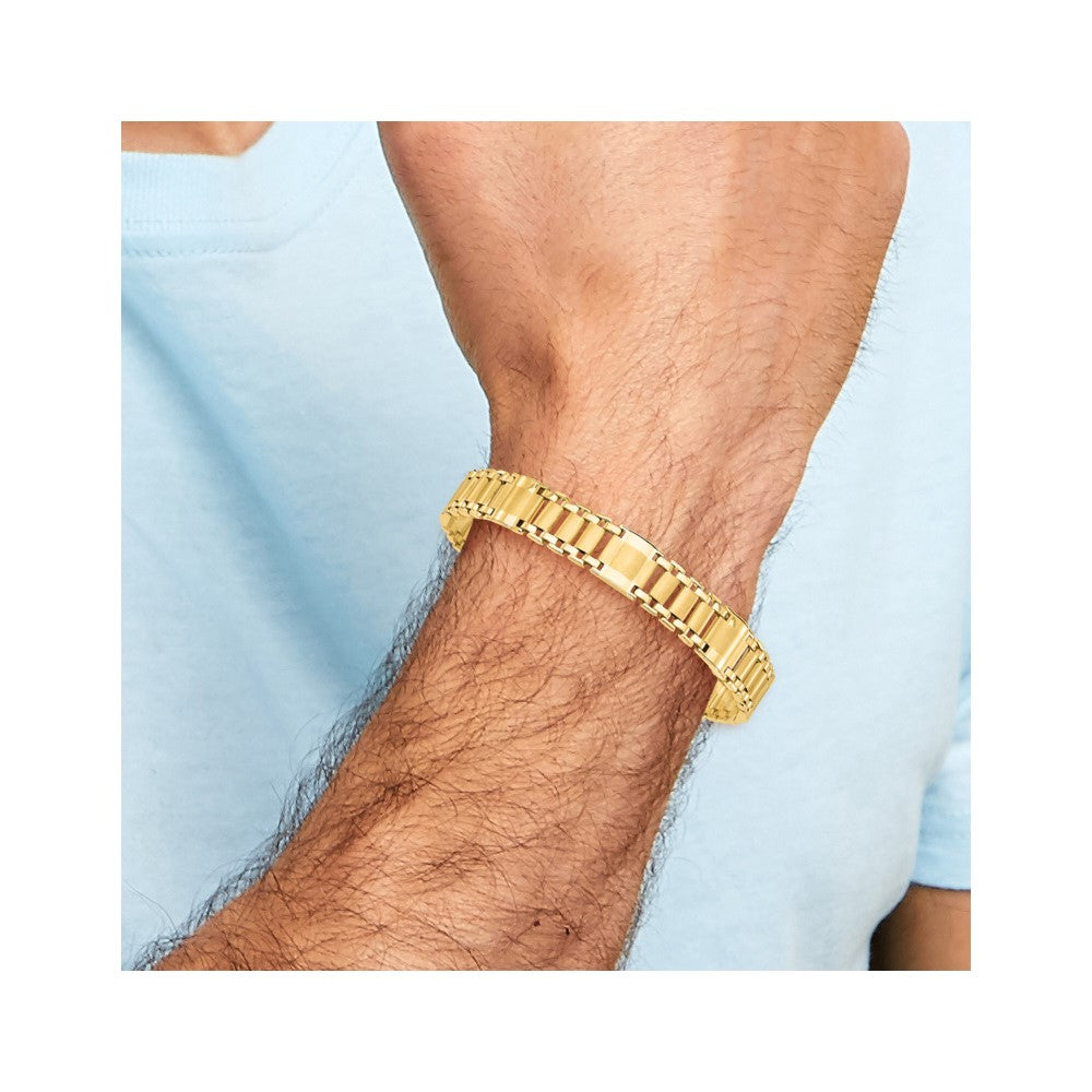 14k Satin & Polished Men's Link Bracelet