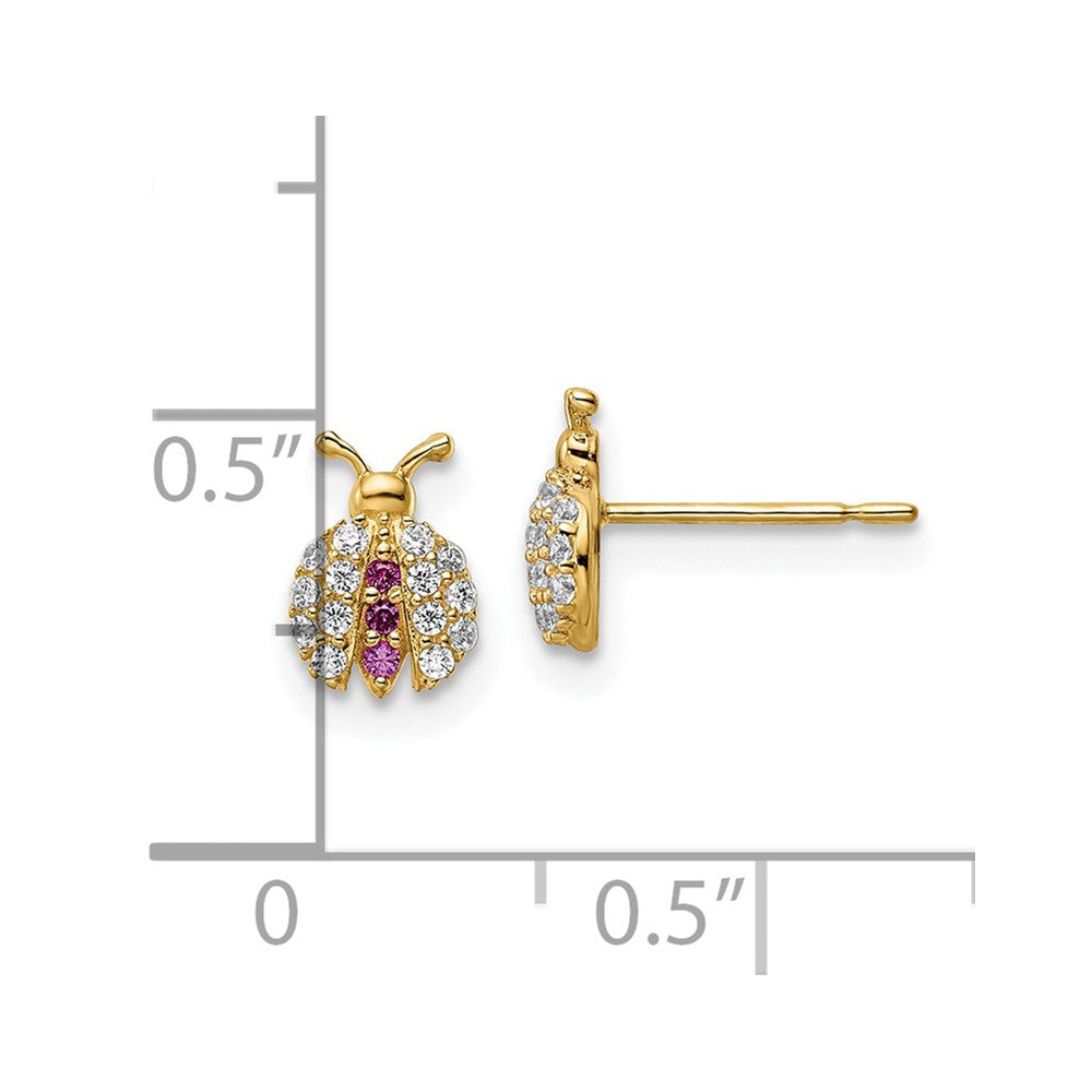 14k Madi K Clear & Red CZ Bug Post Earrings