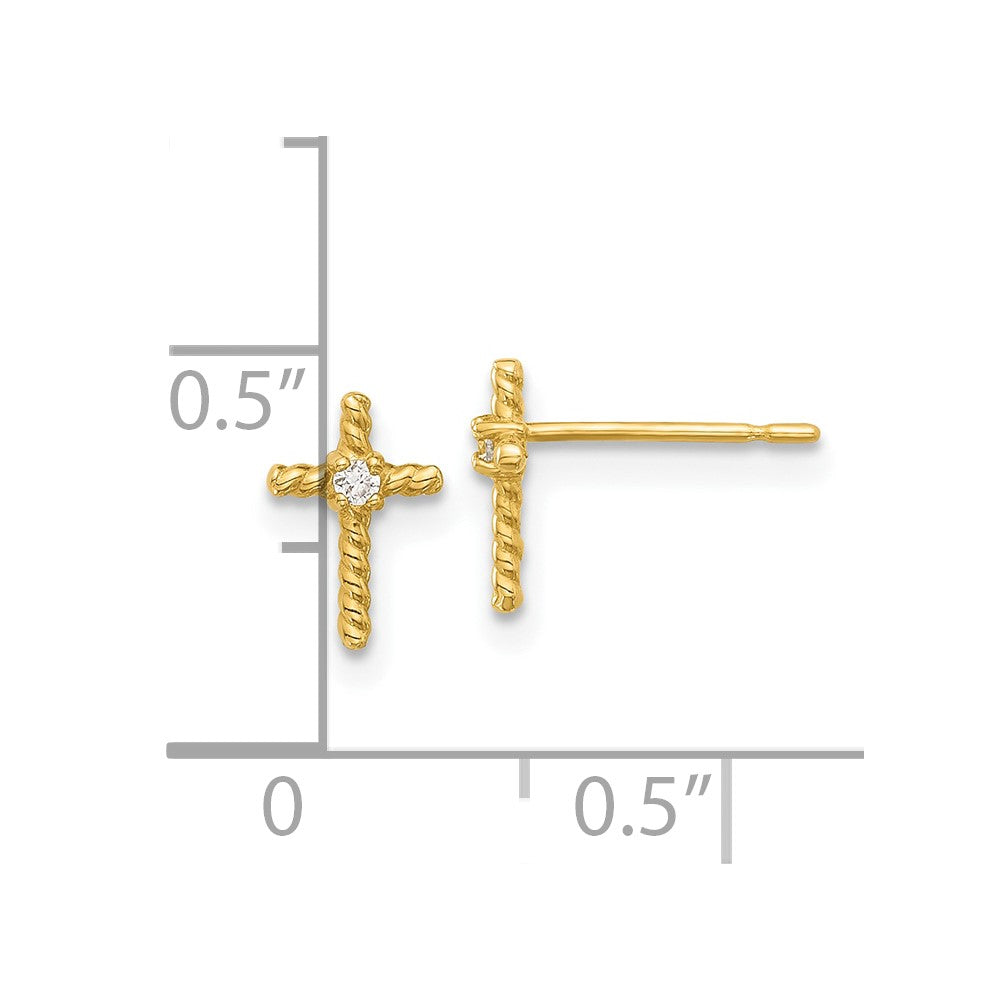 14k Madi K Polished CZ Cross Post Earrings