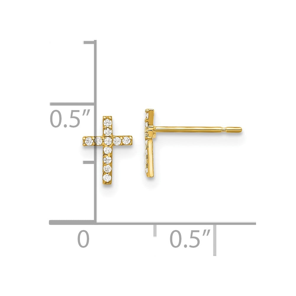 14k Madi K Polished CZ Cross Post Earrings