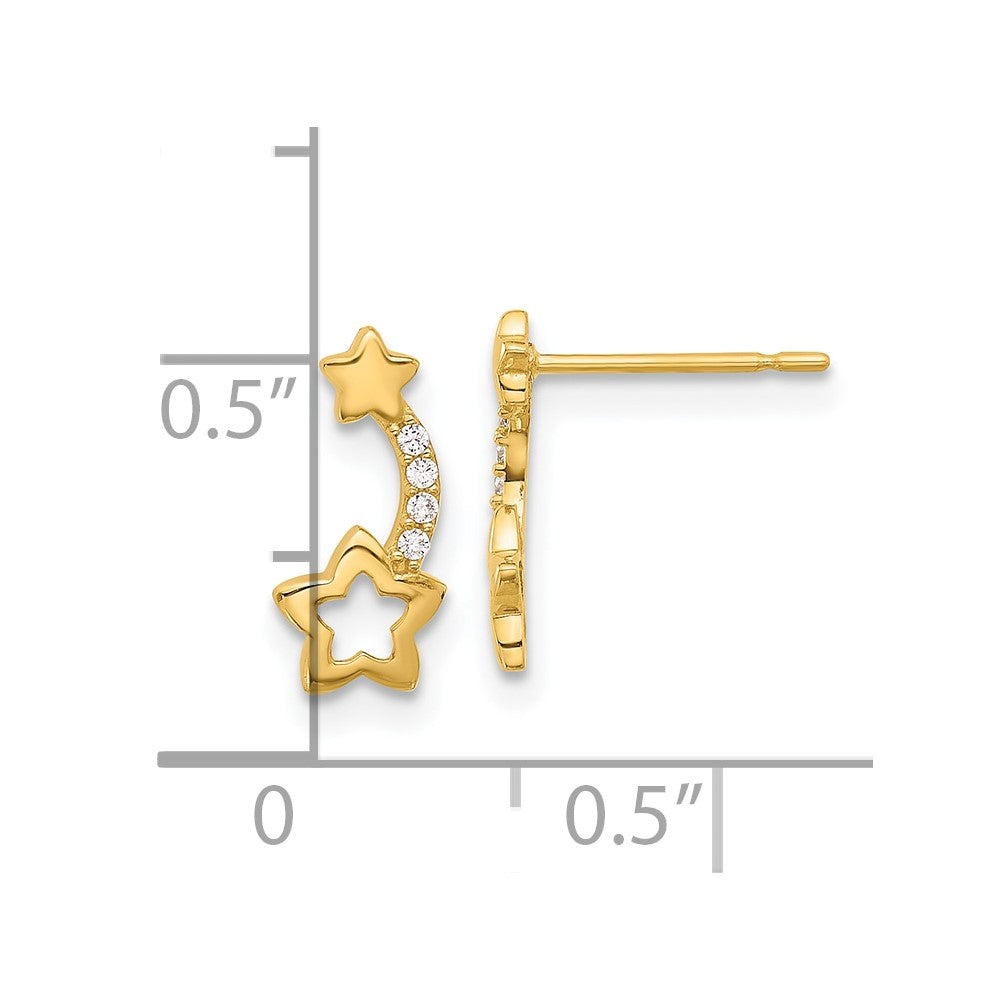 14k Madi K Polished CZ Shooting Stars Post Earrings