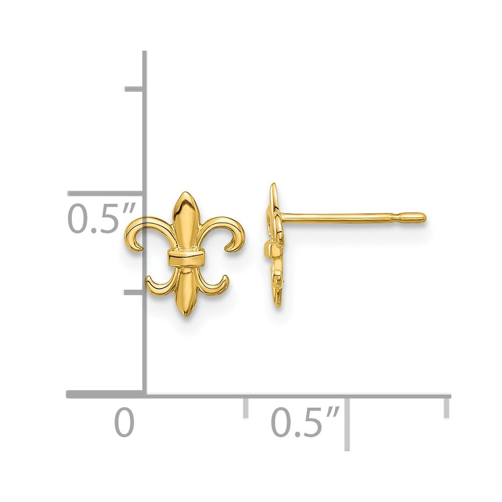 14k Madi K Polished Fleur de Lis Post Earrings