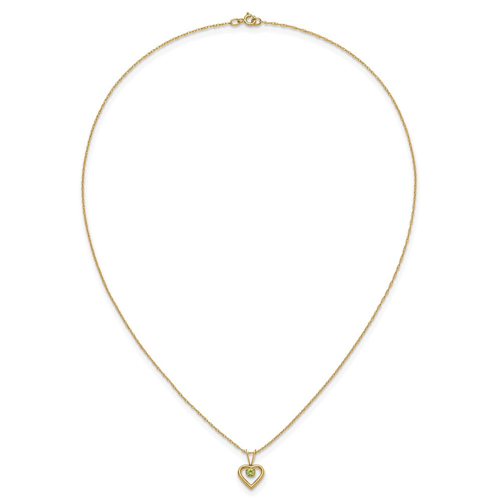 14k Madi K 3mm Peridot Heart Birthstone Necklace