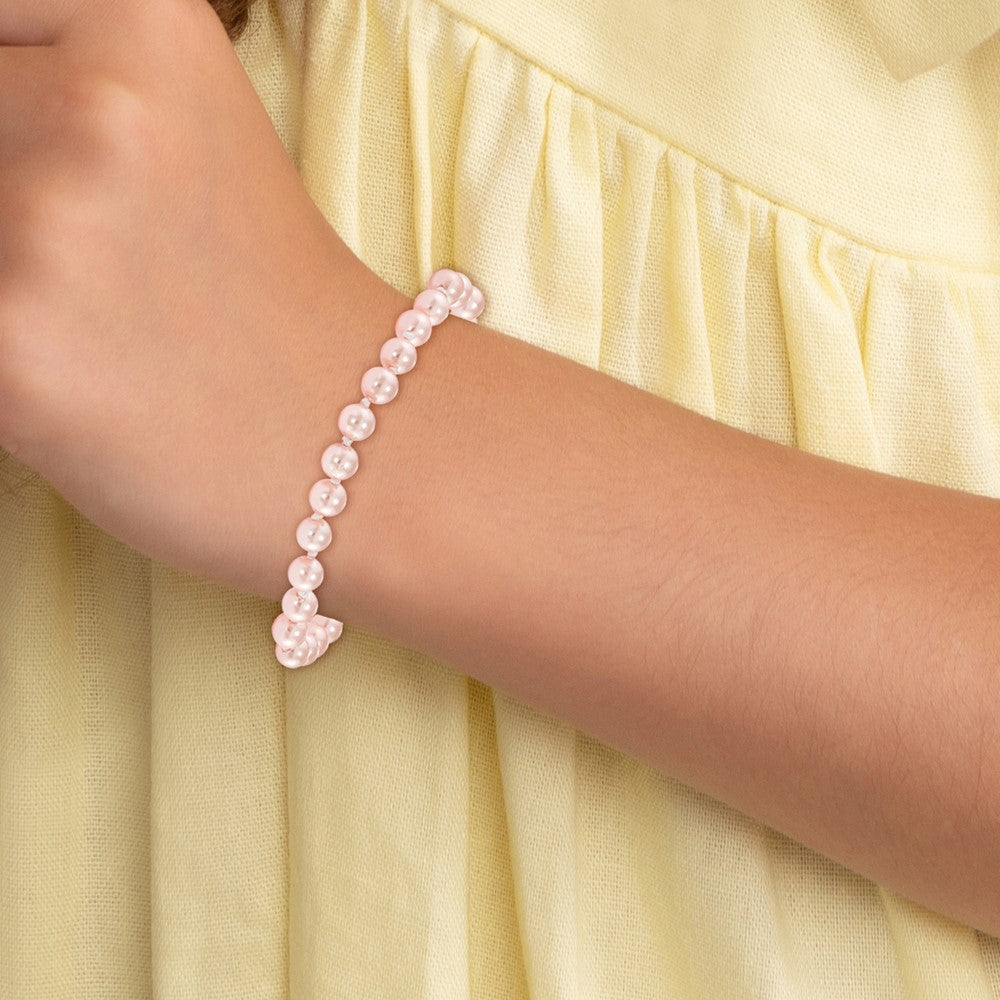 14k Madi K 4.5mm-5.5mm Pink Imitation Shell Pearl 5.25 inch Bracelet