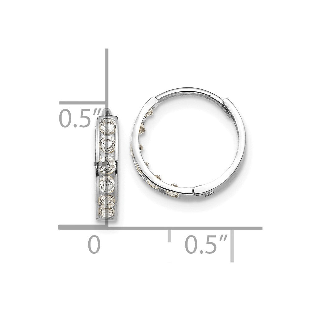 14k White Gold Madi K CZ Children's Hinged Hoop Earrings