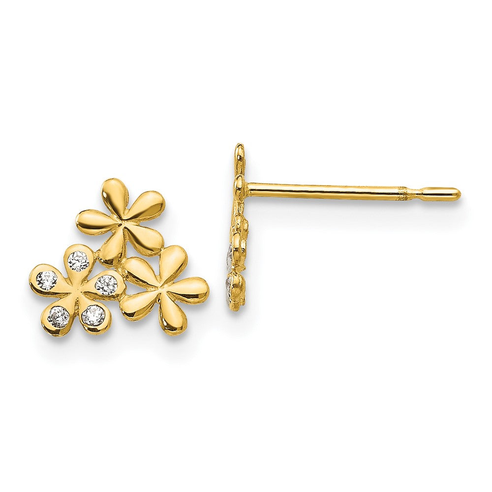 14k Yellow Gold Madi K CZ Flower Post Earrings