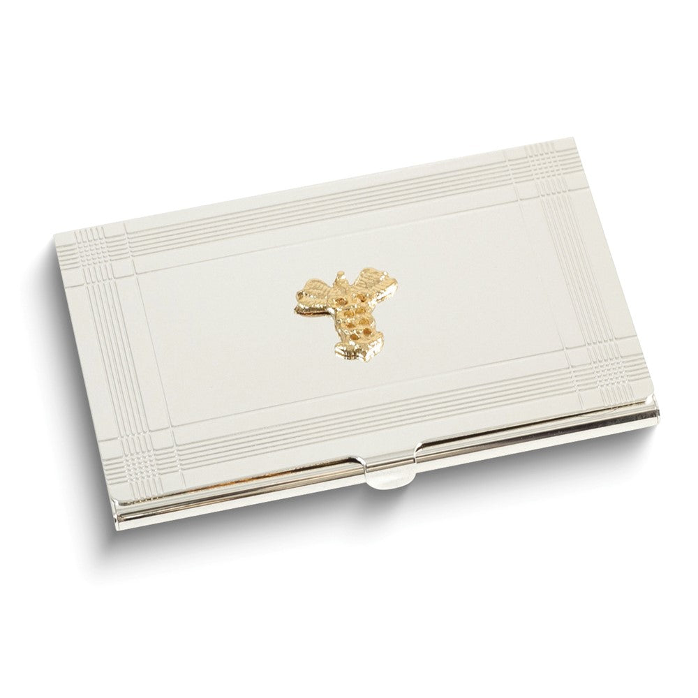 Silver-plated Business Card Case with Gold-plated Medical Emblem